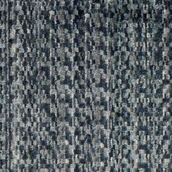 Moire fabric texture, blue and gray tones, dense woven pattern with undulating surface and looped pile construction, Arketipo model 110630007453.